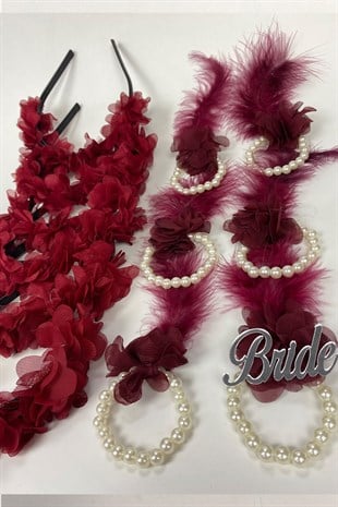 Claret Red Laser Flower Bridesmaid Tiara and Gift Child Tiara 6 pcs