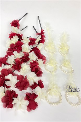 Claret Red Laser Flower Bridesmaid Tiara and Gift Child Tiara 6 pcs