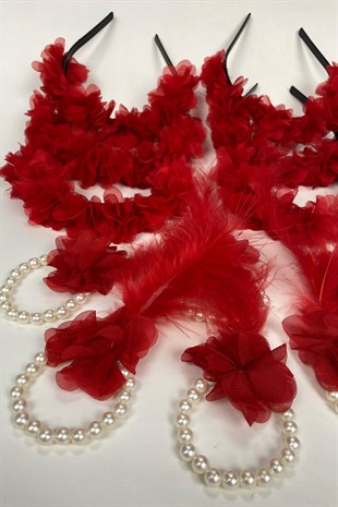 Claret Red Laser Flower Bridesmaid Tiara and Gift Child Tiara 6 pcs