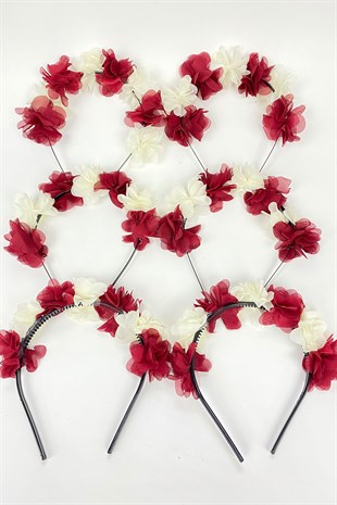 Claret Red Laser Flower Bridesmaid Tiara and Gift Child Tiara 6 pcs