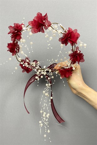 Claret Red Laser Flower Special Design Bridesmaid Crown