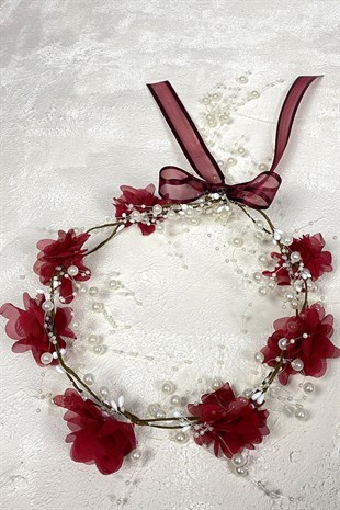 Claret Red Laser Flower Special Design Bridesmaid Crown