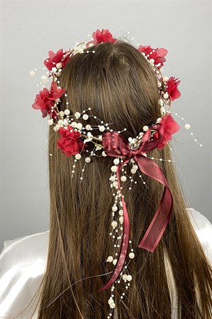 Claret Red Laser Flower Special Design Bridesmaid Crown