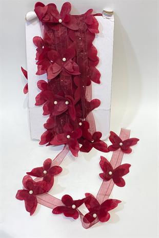 فراشة شيفون مقطوعة بالليزر باللون العنابي