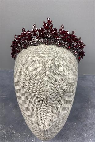 Maroon Lena Crystal Beaded Bridal Henna Crown
