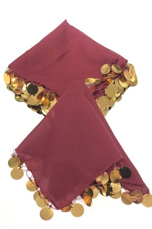 Claret Red Luxury Sequin Halay Handkerchief