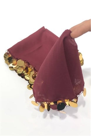 Claret Red Luxury Sequin Halay Handkerchief
