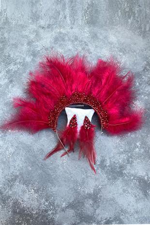 Burgundy Maya Hairy Crystal Beaded Bridal Henna Tiara and Earring