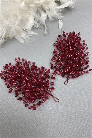Bordo Mila Gelin Saç Aksesuarı