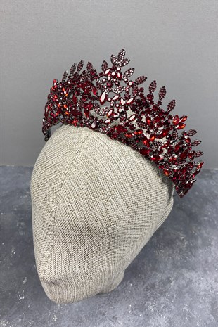 Burgundy Oscar Leaf Bridal Henna Crown