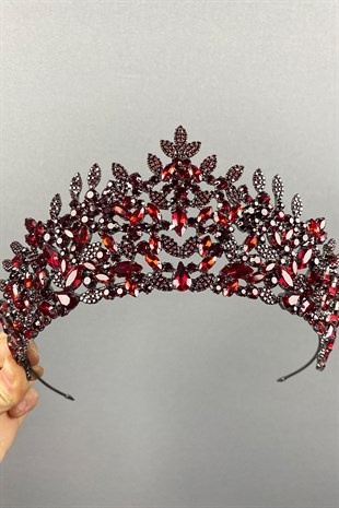 Burgundy Oscar Leaf Bridal Henna Crown
