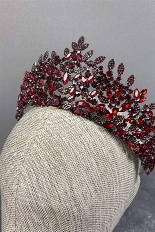 Burgundy Oscar Leaf Bridal Henna Crown