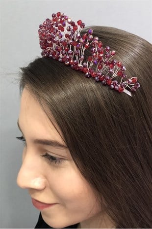 Bordo Prenses Model Gelin Tacı