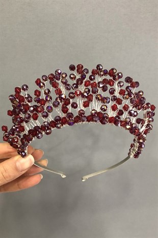 Bordo Prenses Model Gelin Tacı