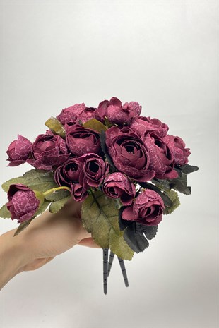 Bordo Şakayık Eren Gül Yapay Çiçek 3 Demet