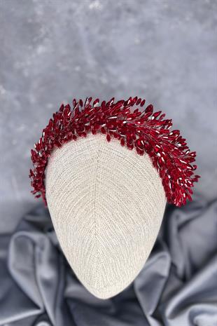 Bordo Salba Gelin Kına Tacı Ve Saç Türban Aksesuarı