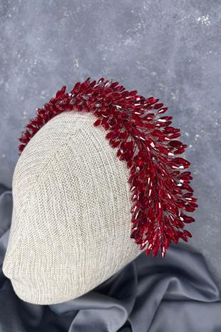 Bordo Salba Gelin Kına Tacı Ve Saç Türban Aksesuarı