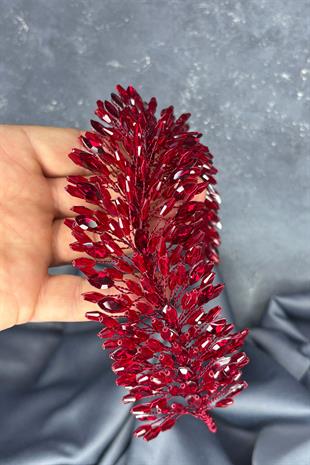 Bordo Salba Gelin Kına Tacı Ve Saç Türban Aksesuarı