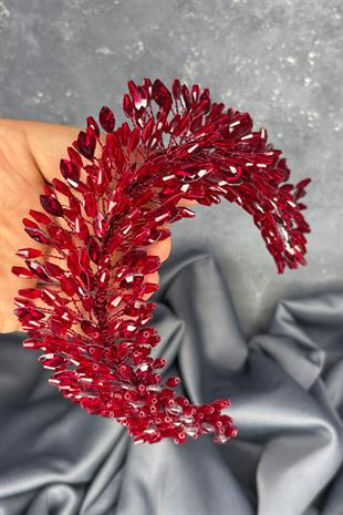 Bordo Salba Gelin Kına Tacı Ve Saç Türban Aksesuarı