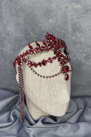 Bordo Sallantılı Alınlık Almeda Gelin Kına Tacı