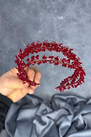 Burgundy Saree Model Double Row Bridal Henna Crown Hair Accessory