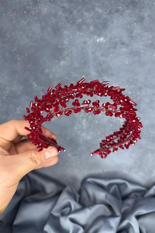 Burgundy Saree Model Double Row Bridal Henna Crown Hair Accessory