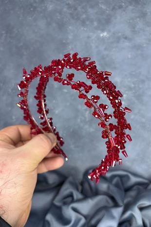 Burgundy Saree Model Double Row Bridal Henna Crown Hair Accessory