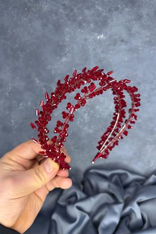 Burgundy Saree Model Double Row Bridal Henna Crown Hair Accessory