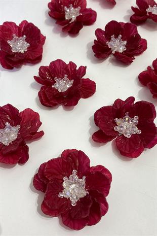 بورجوندي أم لؤلؤة ليف كريستال مطرز بروش اللؤلؤ