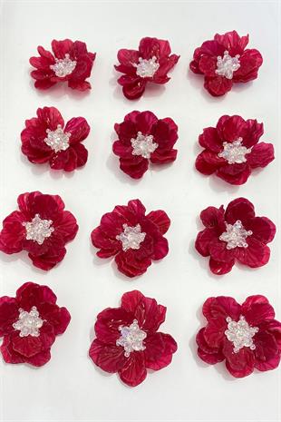 بورجوندي أم لؤلؤة ليف كريستال مطرز بروش اللؤلؤ