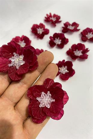 بورجوندي أم لؤلؤة ليف كريستال مطرز بروش اللؤلؤ