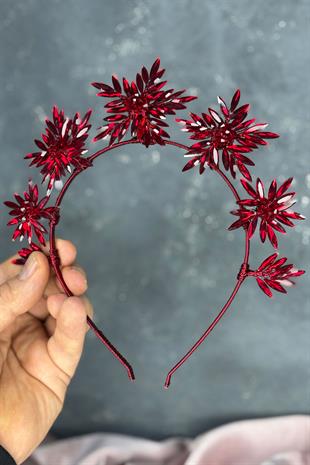 Burgundy Star Stone Bridal Henna Crown and Bridal Hair Accessory