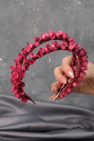 Claret Red Water Enamel Beaded Bridal Henna Crown