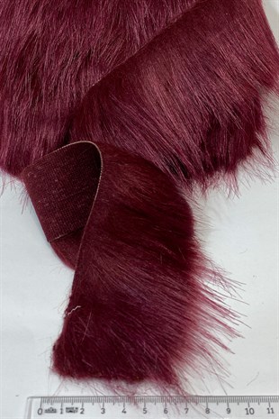 Bordo Suni Kürk Yapay Peluş Şerit