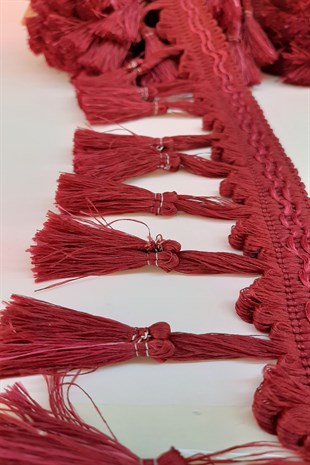 Bordo Topuzlu Saçak Püskül 7Cm