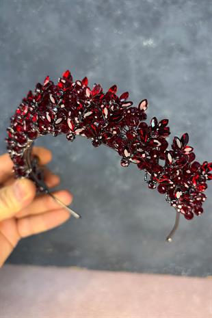 Burgundy Umay Beaded Bridal Henna Crown