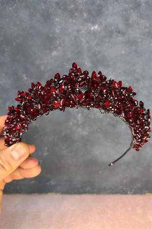 Burgundy Umay Beaded Bridal Henna Crown