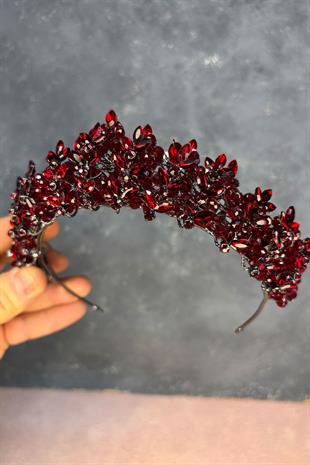Burgundy Umay Beaded Bridal Henna Crown