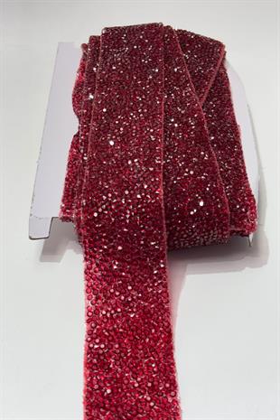 Bordo Ütüyle Yapışan Şerit Taş Boncuk 4 Cm