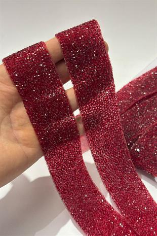 Bordo Ütüyle Yapışan Şerit Taş Boncuk 4 Cm