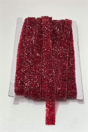 Bordo Ütüyle Yapışan Şerit Taş Boncuk1,5 Cm 