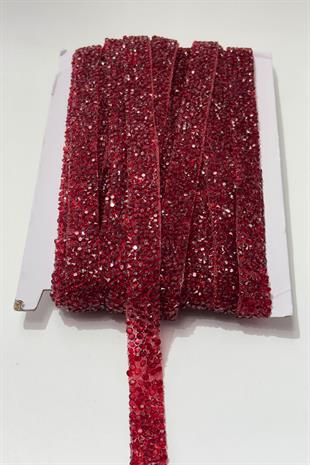 Bordo Ütüyle Yapışan Şerit Taş Boncuk1,5 Cm 