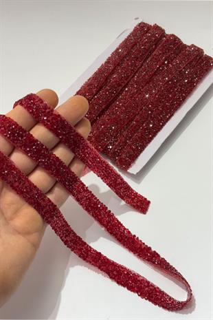 Bordo Ütüyle Yapışan Şerit Taş Boncuk1,5 Cm 