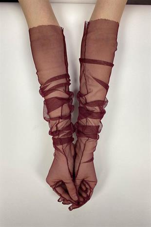 الجملة عنابي طويل قفازات الزفاف الأنيقة تول قفازات الزفاف / الزفاف / قفازات الحزب