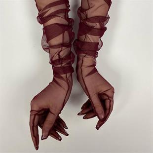 الجملة عنابي طويل قفازات الزفاف الأنيقة تول قفازات الزفاف / الزفاف / قفازات الحزب