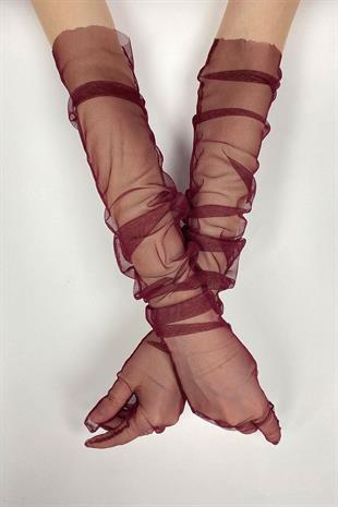 الجملة عنابي طويل قفازات الزفاف الأنيقة تول قفازات الزفاف / الزفاف / قفازات الحزب