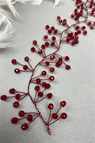 إكسسوار تاج الزفاف مطرز بورجوندي فيلا