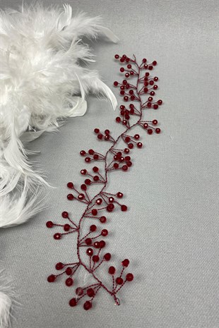 إكسسوار تاج الزفاف مطرز بورجوندي فيلا