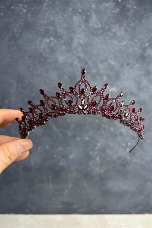 Bordo Vensa İnce Tasarım Gelin Kına Tacı 