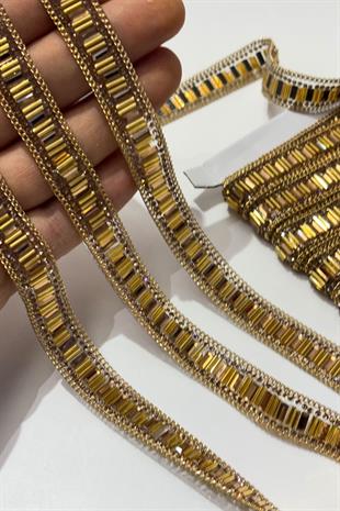 Boru Boncuklu Ütüyle Yapışan Şerit Taş